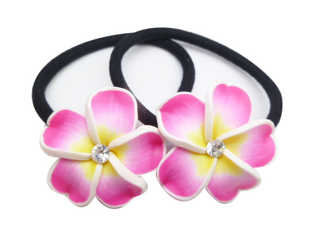 35mm Fimo Flower Hair Band / Hair Tie, MOQ-12pair - Click Image to Close