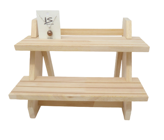 Two Level Carded Jewelry Riser Wood Display