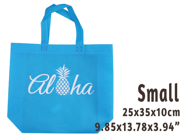 Small Teal "Aloha" Pineapple Reusable Bag 25x35x10cm-200/box