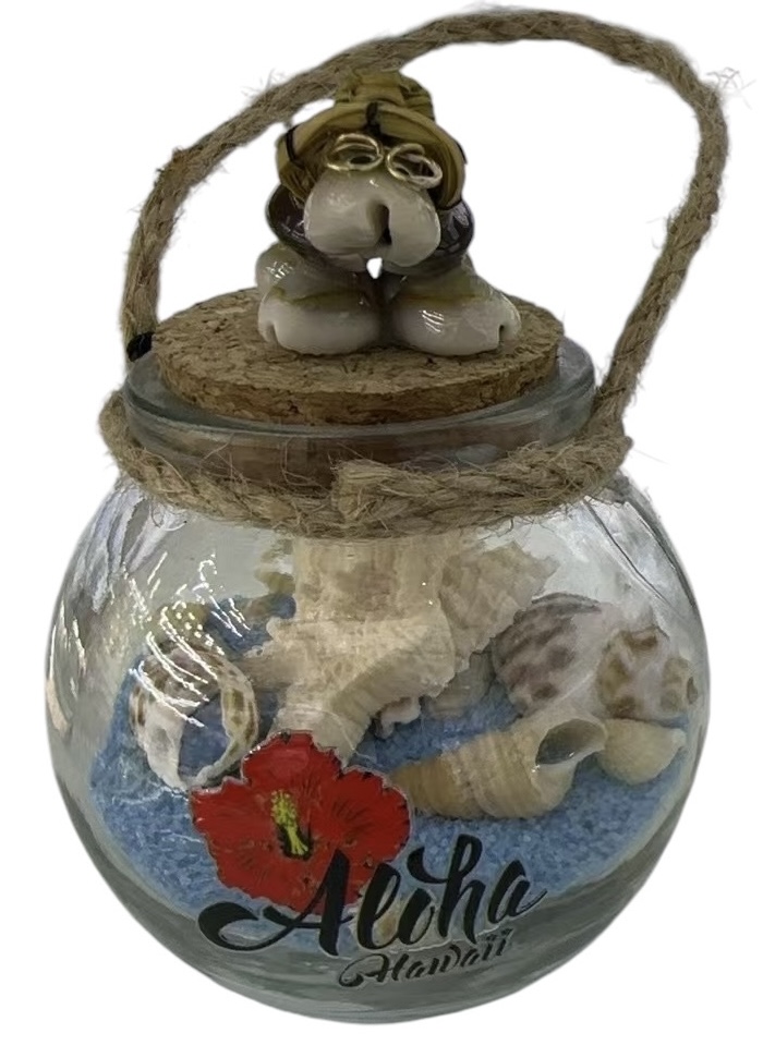 "Aloha Hawaii" Hibiscus, Sea Turtle, Shell Bottle