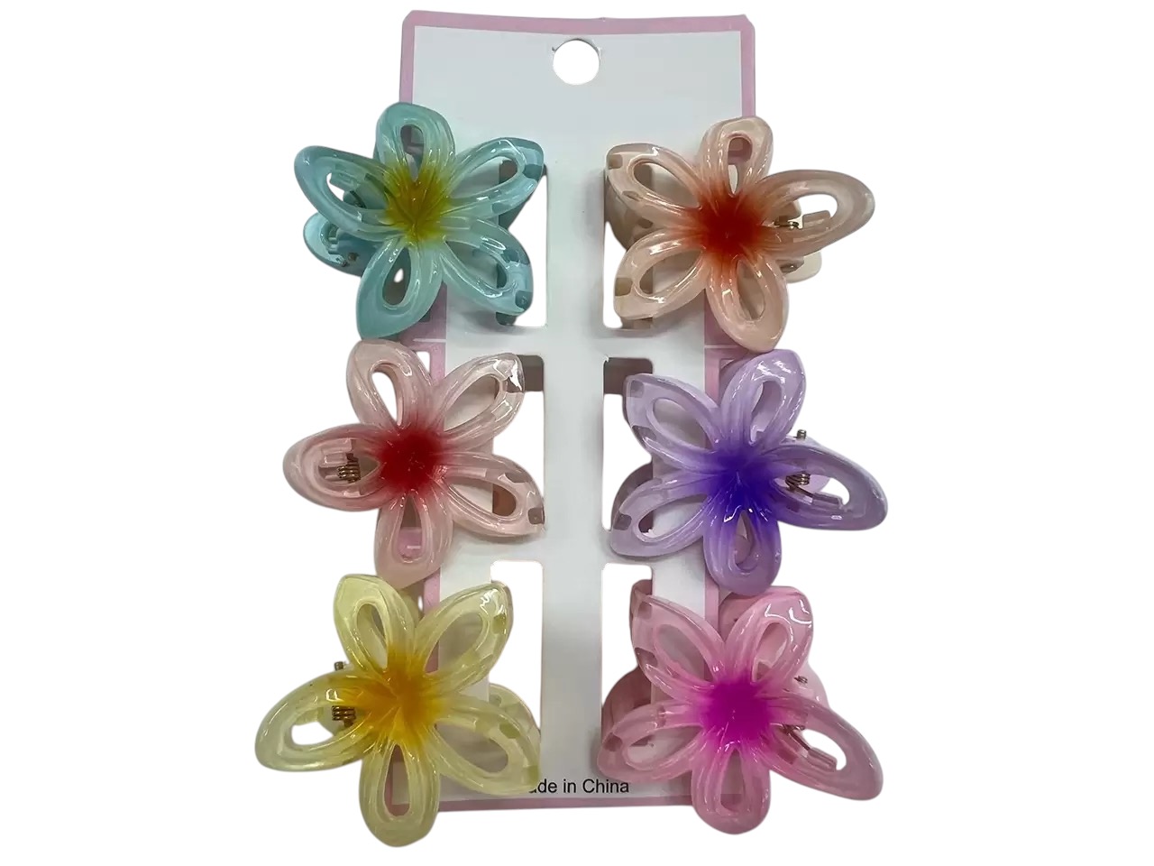 4.5cm Assorted Acrylic Plumeria Flower Hair Claw Clips MOQ-12/pk