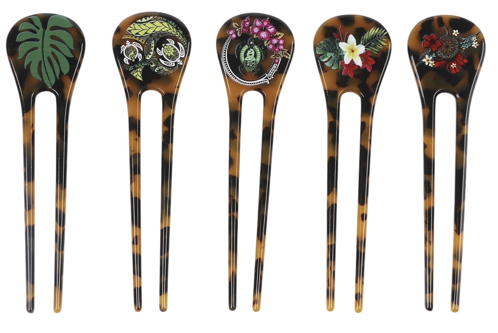 Assorted Print Faux Turtle Shell Hairpin, MOQ-12