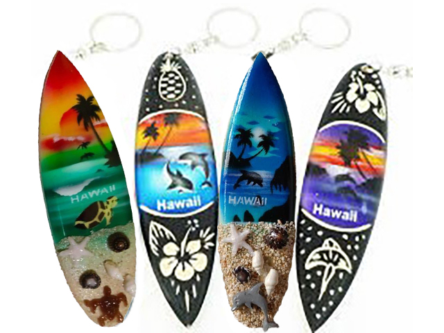 2-Wood Surfboard Keychain