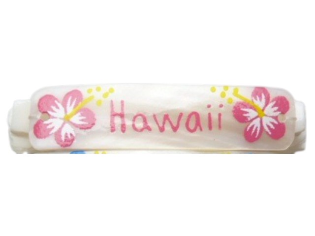 Pink Hibiscus Elastic MOP Shell ID Bracelet w/ "Your Location"