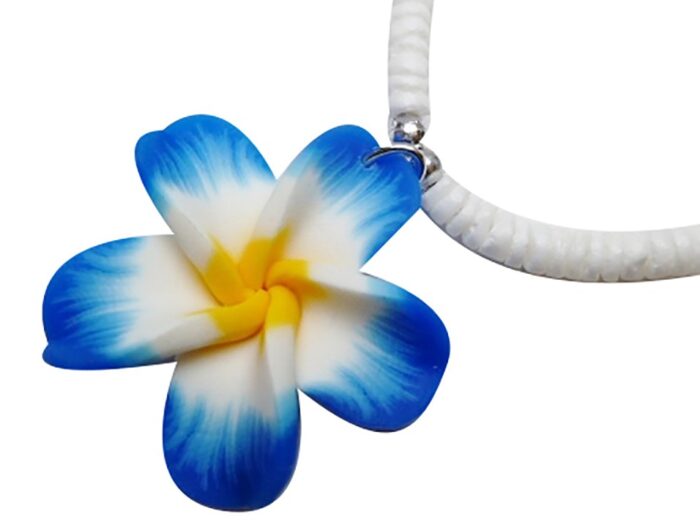 Yellow & White Fimo Flower w/ 18" Clam Shell Necklace (20081-30)