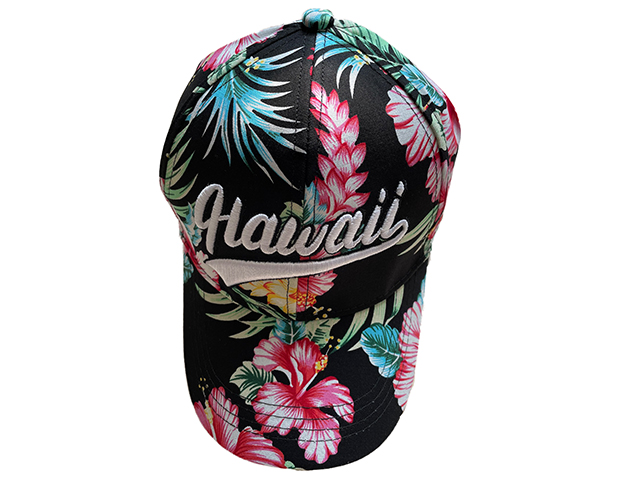 "Hawaii" Floral Print Baseball Cap / Hat, MOQ-6pcs