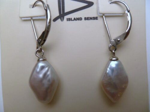 White Freshwater Pearl w/ 925 Silver Lever Back Earrings