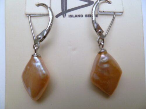 Peach Freshwater Pearl w/ 925 Silver Lever Back Earrings