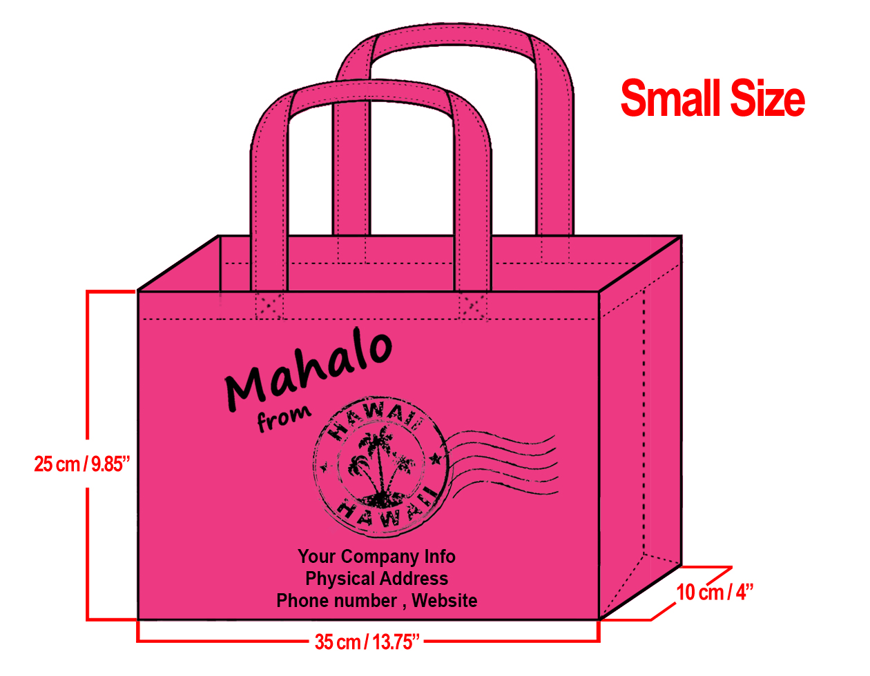 SMALL Fuchsia-25x35x10cm Mahalo from HI Design & Your Info In Bl