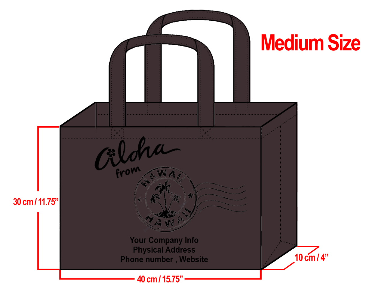 MEDIUM Brown-30x40x10cm Aloha From HI Design & Your Info In Blac