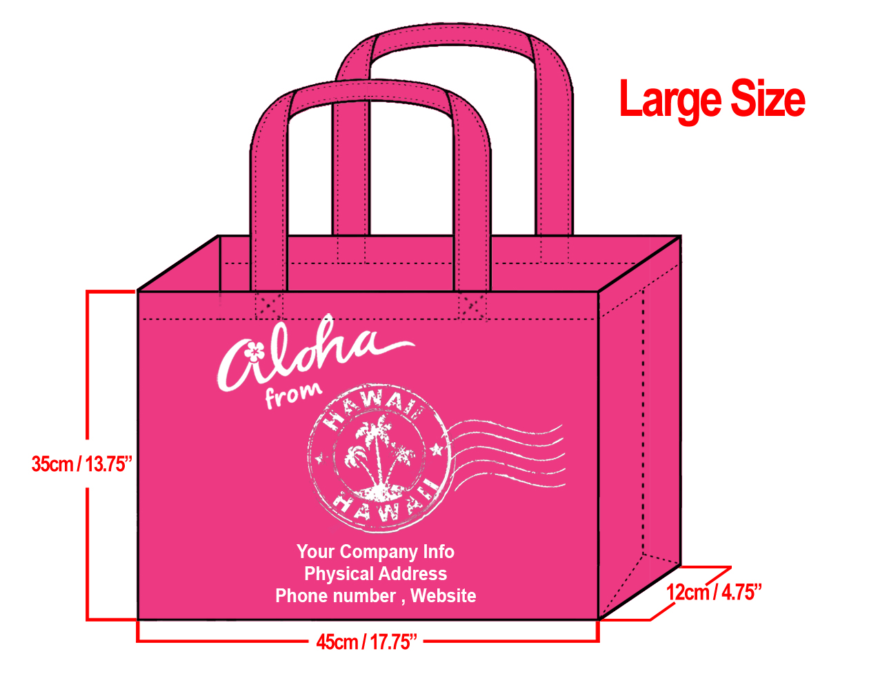 LARGE Fuchsia-35x45x12cm Aloha From HI Design & Your Info In Whi