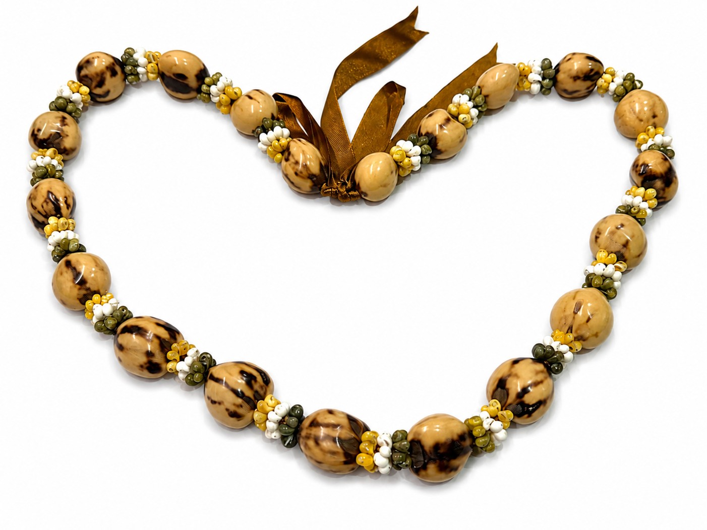 Tiger Kukui Nut w/ Tri-Color Mongo Shell 30", 100/cs, MOQ-10pcs