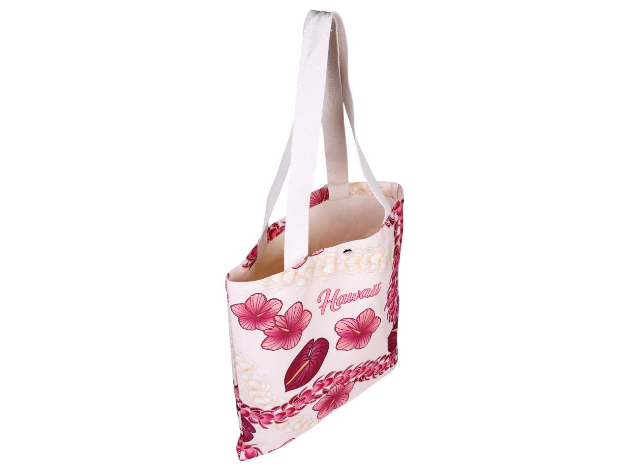 "Hawaii" Pikake Flower Print Canvas Bag 17X14.5", 84/cs, MOQ-6/pk - Image 2