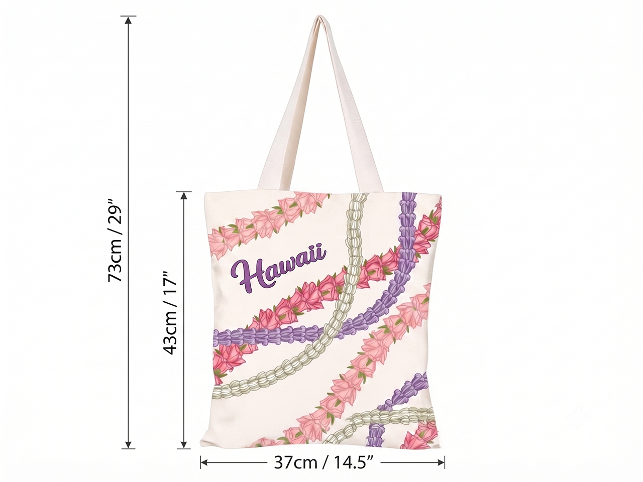 "Hawaii" Pikake Flower Print Canvas Bag 17X14.5", 84/cs, MOQ-6/pk