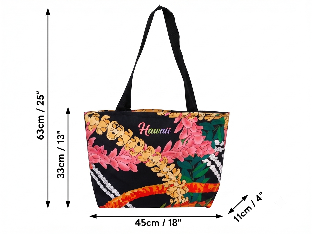"Hawaii" Pikake Flower Print Beach Tote Bag 45x33x11cm, MOQ-4
