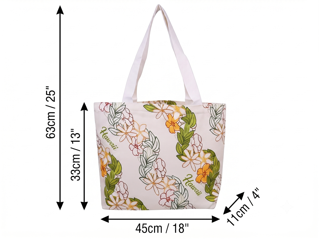 "Hawaii" Pikake Flower Print Beach Tote Bag 45x33x11cm, MOQ-4