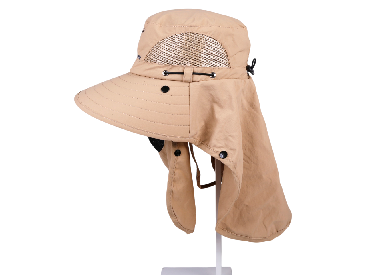 "Hawaii" State Fish, Multi Task w/ Face Shield Khaki Dry Fit Ranger Hat, MOQ-6 - Image 4