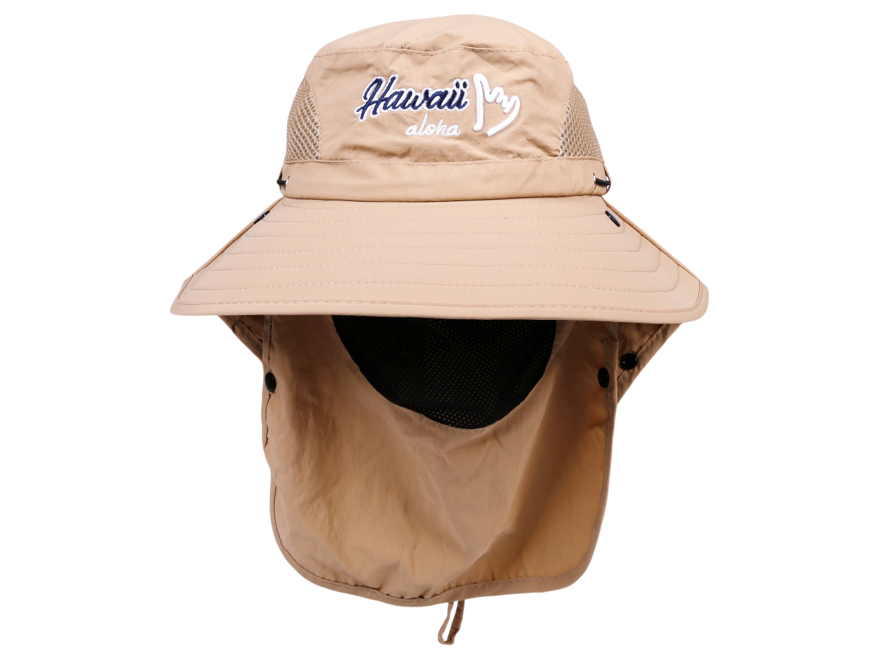"Aloha, Hawaii" Shaka, Multitask w/ Face Shield Khaki Dry Fit Ranger Hat, MOQ-6