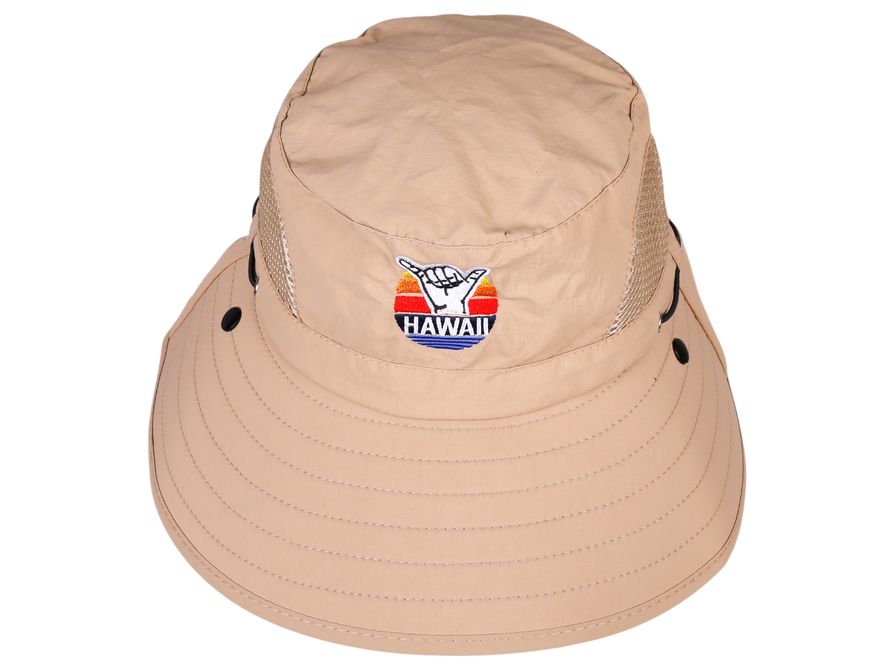 "Hawaii" Shaka Sunset, Multi Task w/ Face Shield Khaki Dry Fit Ranger Hat, MOQ-6 - Image 5