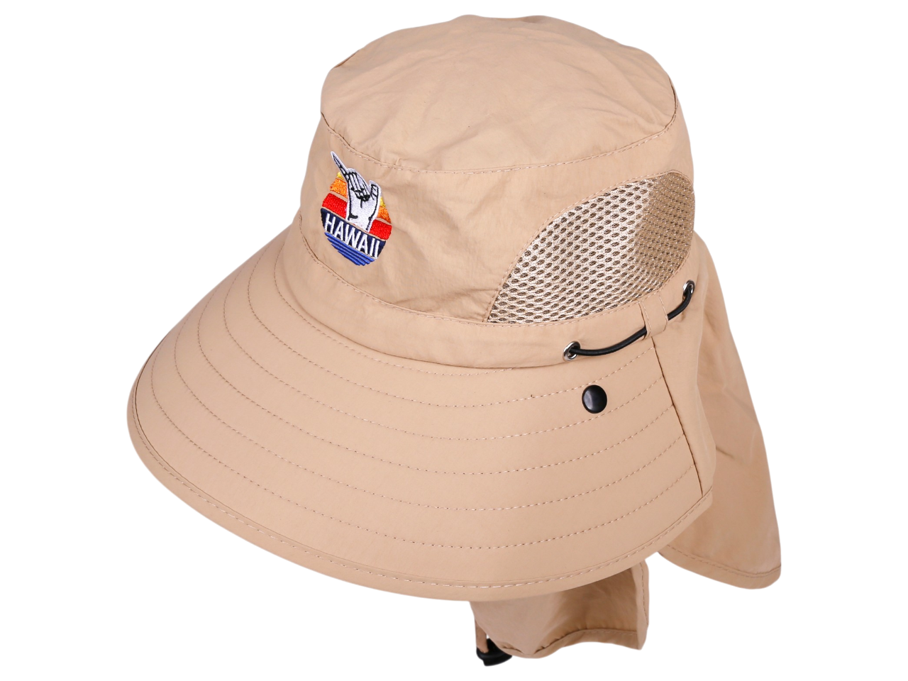 "Hawaii" Shaka Sunset, Multi Task w/ Face Shield Khaki Dry Fit Ranger Hat, MOQ-6 - Image 2