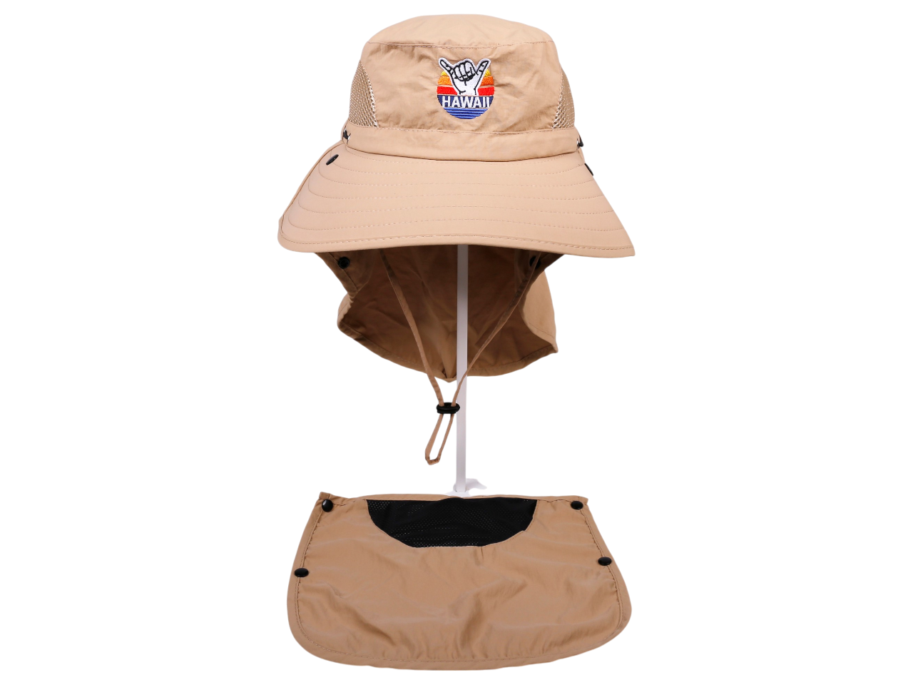 "Hawaii" Shaka Sunset, Multi Task w/ Face Shield Khaki Dry Fit Ranger Hat, MOQ-6 - Image 6