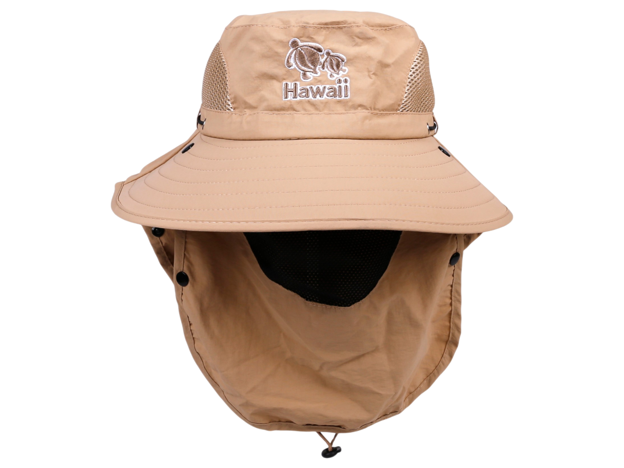 "Hawaii" Tribal Turtle Family, Multi Task w/ Face Shield Khaki Dry Fit Ranger Hat, MOQ-6