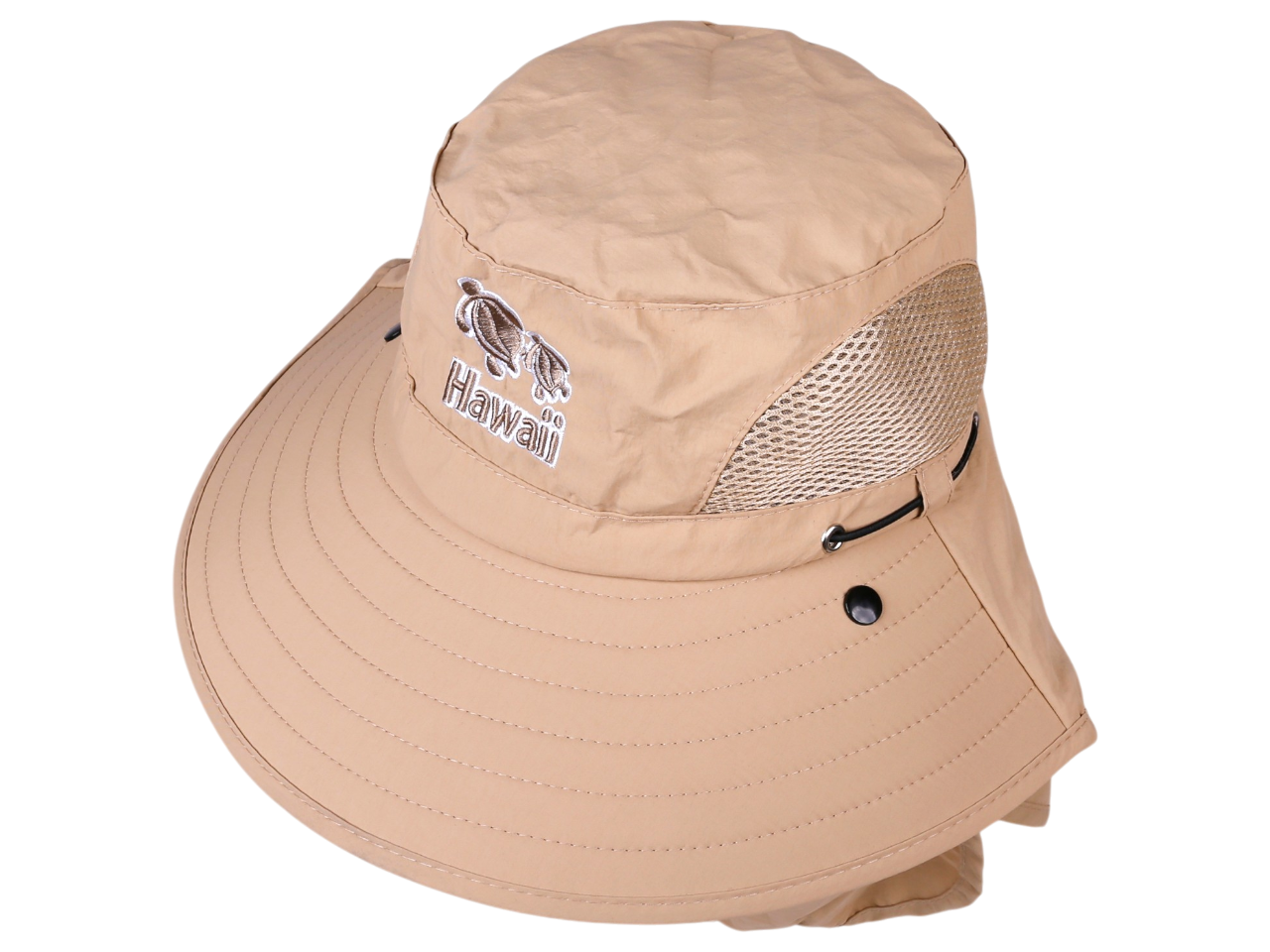 "Hawaii" Tribal Turtle Family, Multi Task w/ Face Shield Khaki Dry Fit Ranger Hat, MOQ-6 - Image 4