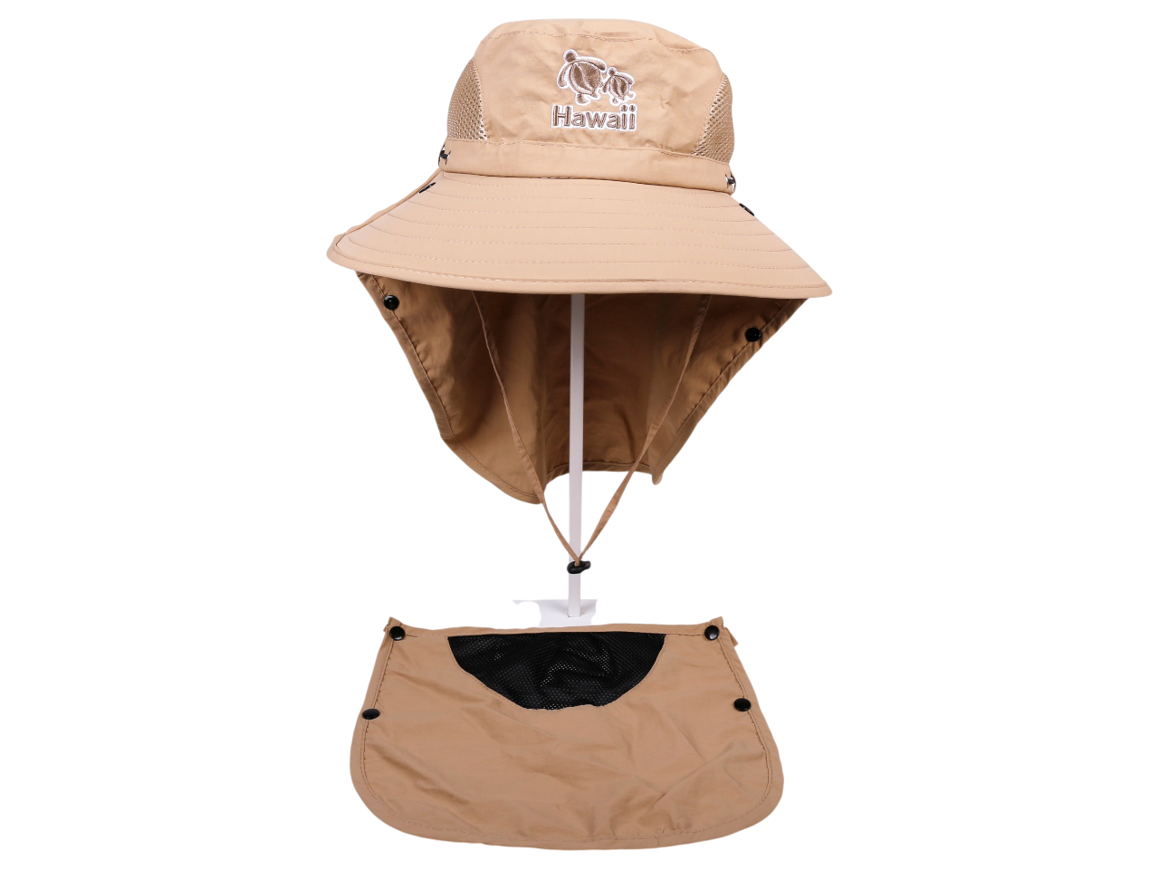 "Hawaii" Tribal Turtle Family, Multi Task w/ Face Shield Khaki Dry Fit Ranger Hat, MOQ-6 - Image 6