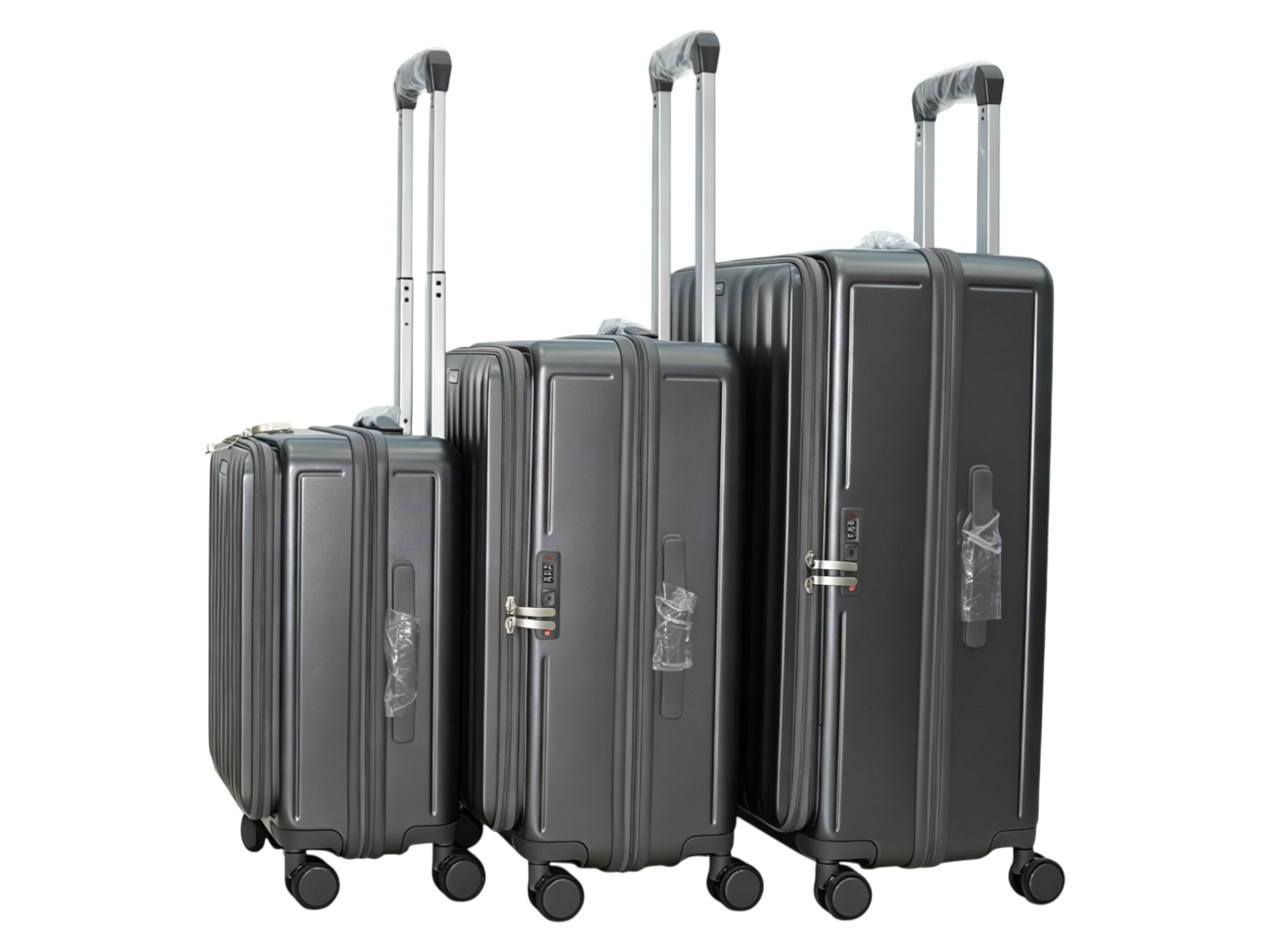 "Hawaii" 3 Piece Charcoal Luggage Set - Size Carry On 20", Medium 25", Large 29" - Image 2