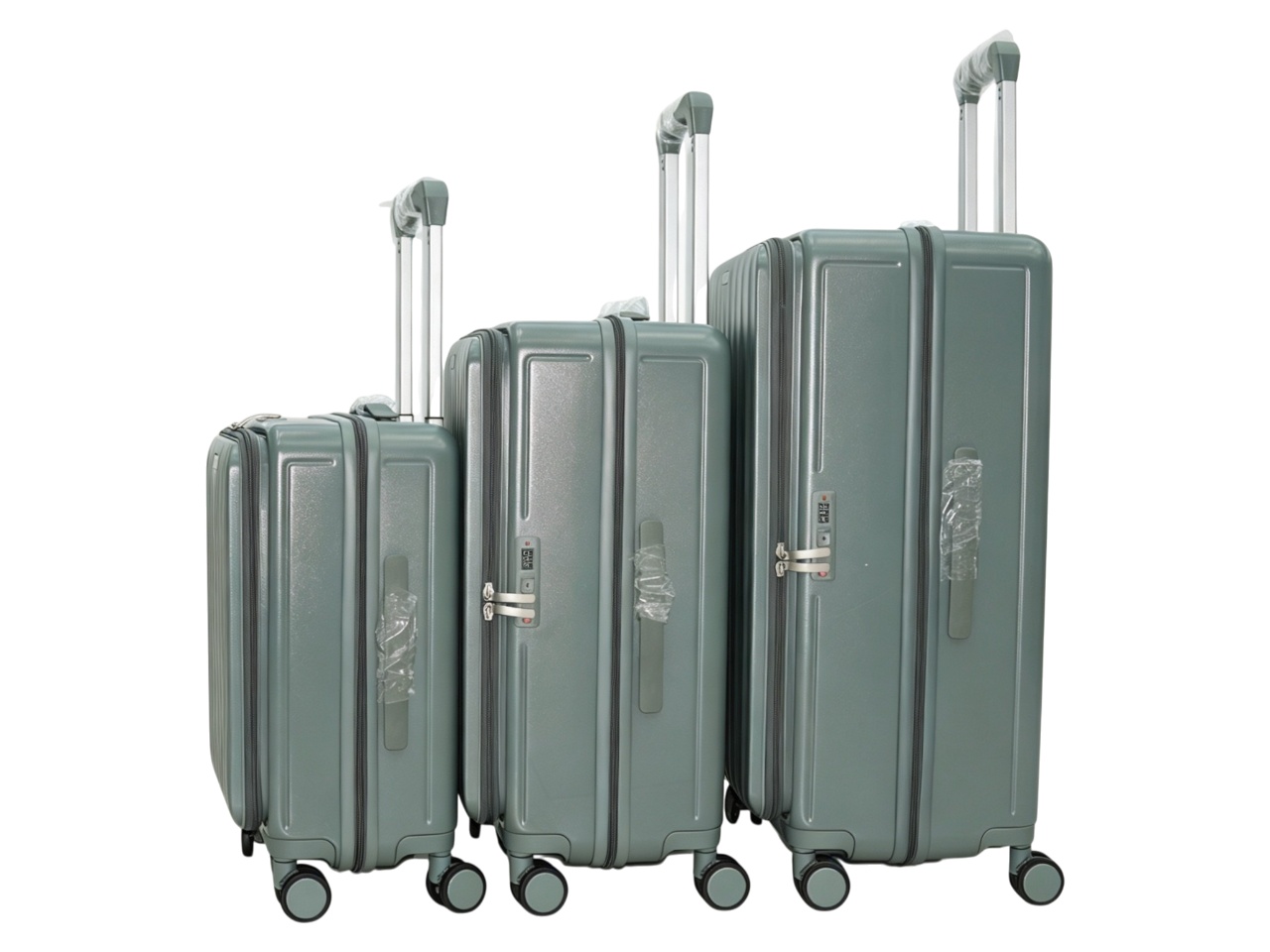 "Hawaii" 3 Piece Olive Luggage Set - Size Carry On 20", Medium 25", Large 29" - Image 2