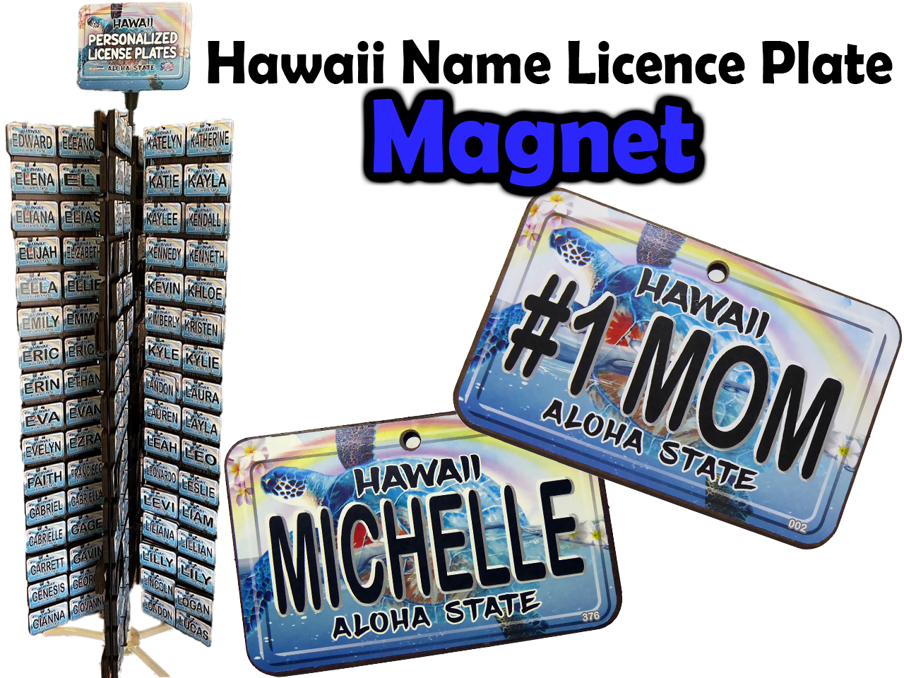 36091-"Hawaii" Personalized Name License Magnets Start Up Kit