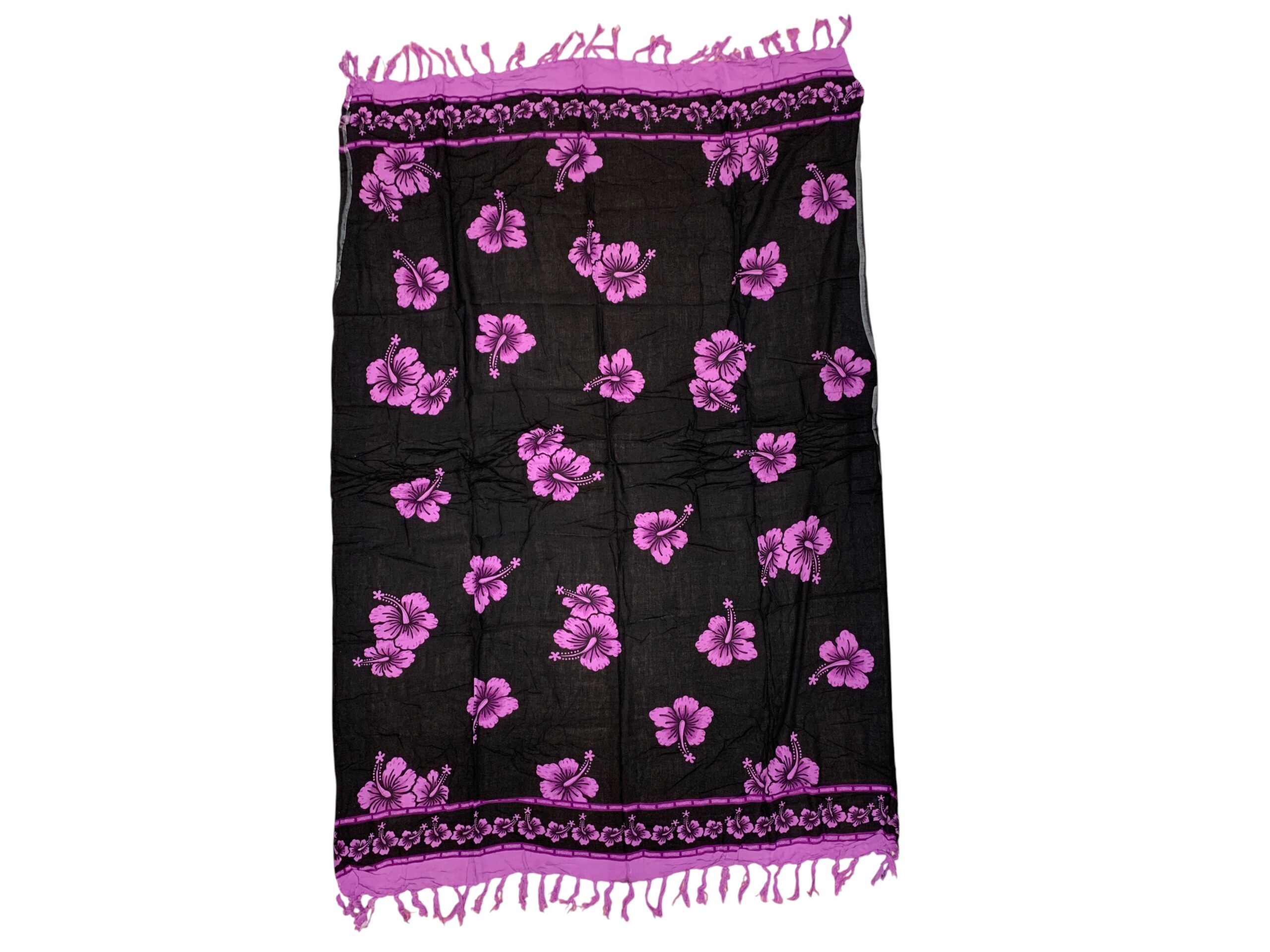 Assorted Color Hibiscus Flower Rayon Sarong, 66/case, MOQ-6pcs - Image 2