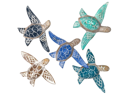 6cm Assorted Color Painted Wooden Turtle, MOQ-5