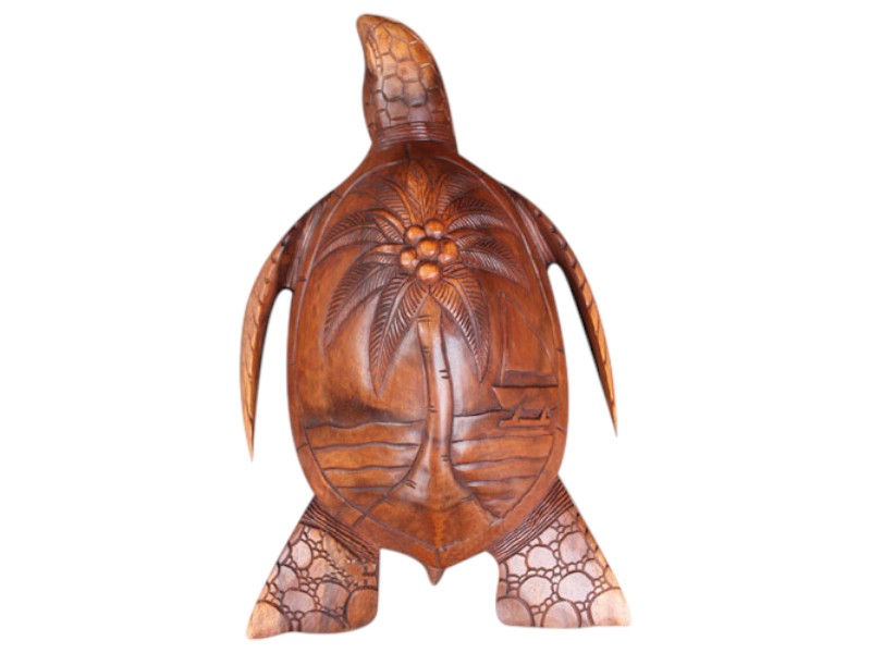 Special Order-10" Wood Turtle w/ Palm Tree, 30pcs/cs