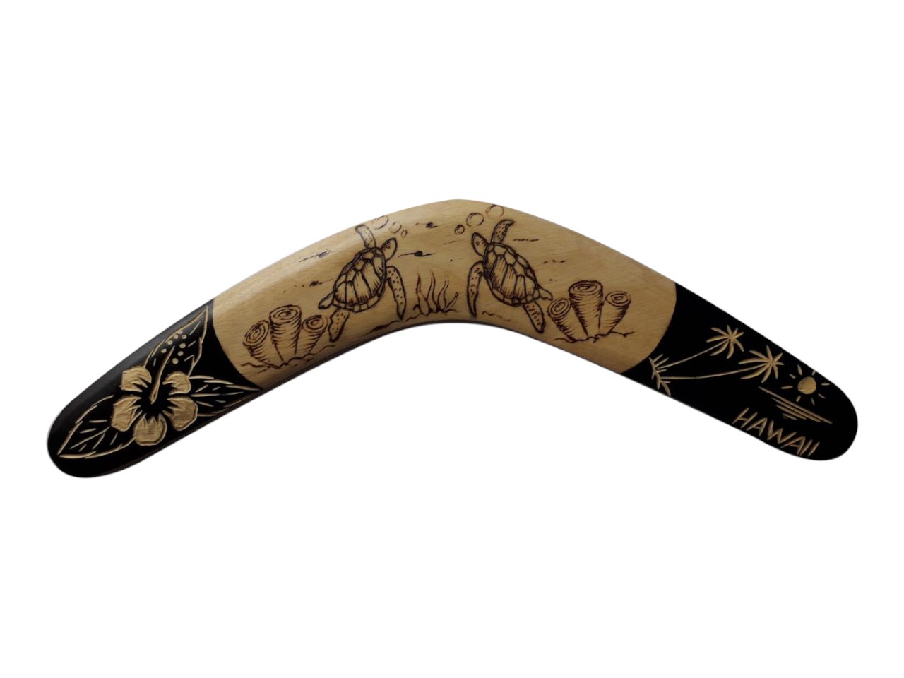 Special Order-40cm Wood Boomerang Airbrush Carved Hawaii Theme