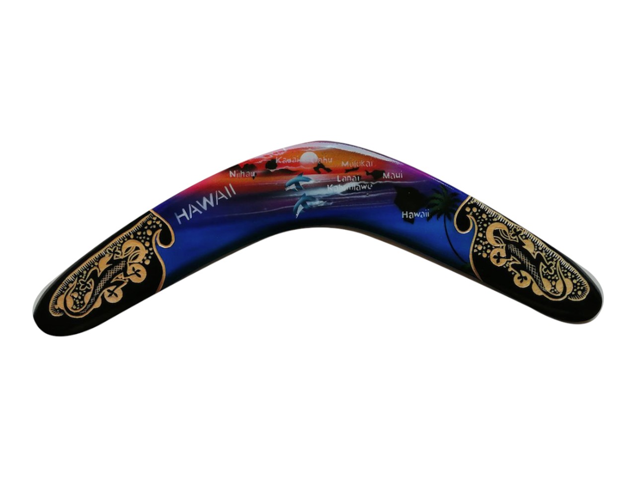 Special Order-40cm Wood Boomerang Airbrush Carved Hawaii Theme