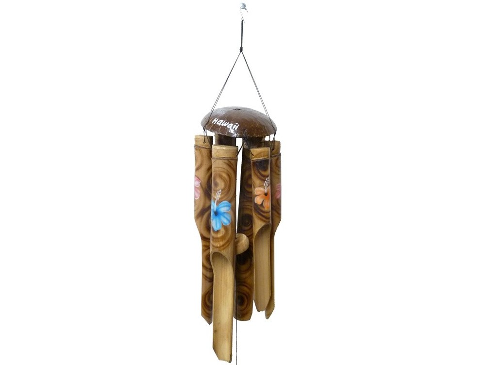Special Order-40cm Hawaii Hibiscus Coconut Bamboo Windchime 16/c