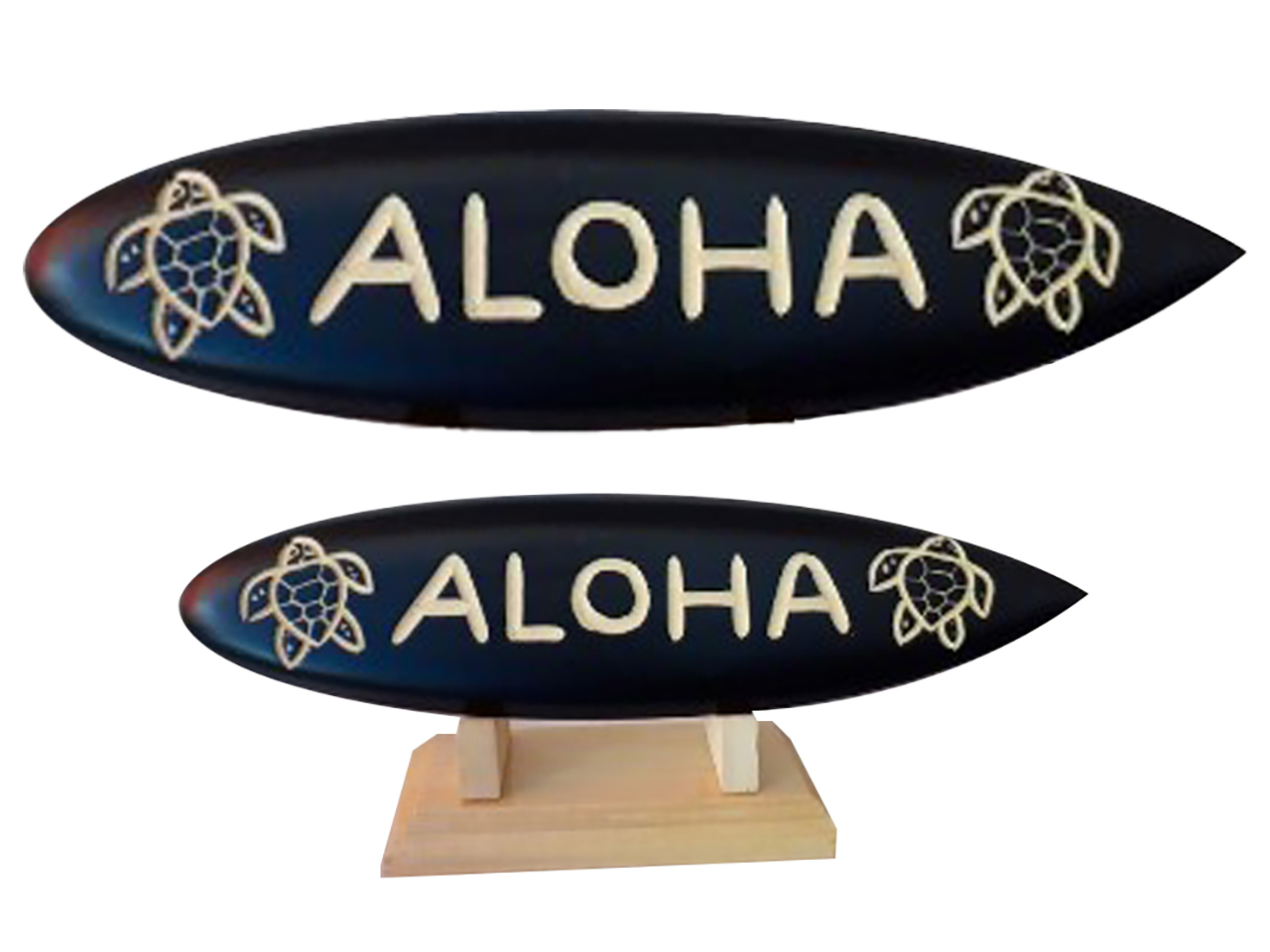 Customize Surfboard- "Aloha" Turtle Carved Black Surfboard, Size 21cm to 100cm