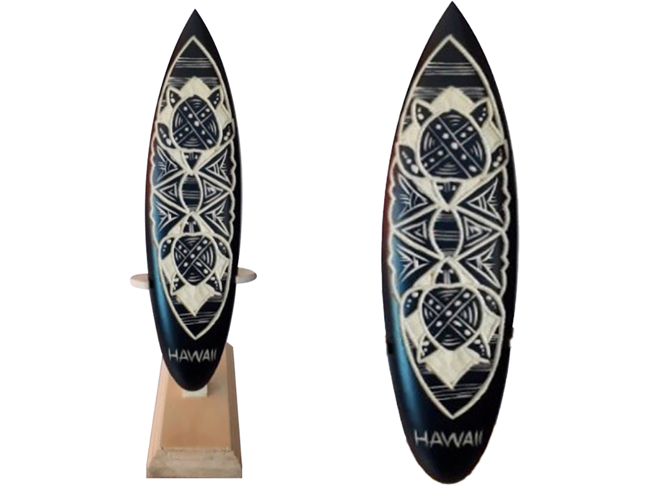 Customize Surfboard- "Hawaii" Turtle Carved Black Surfboard, Size 21cm to 100cm