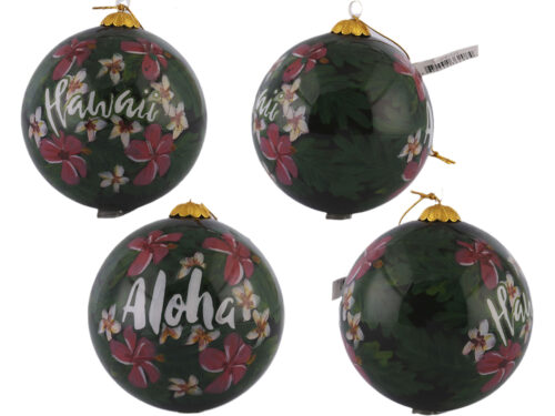 Hand Painted "Aloha, Hawaii" Floral Ornament, 54pcs/cs