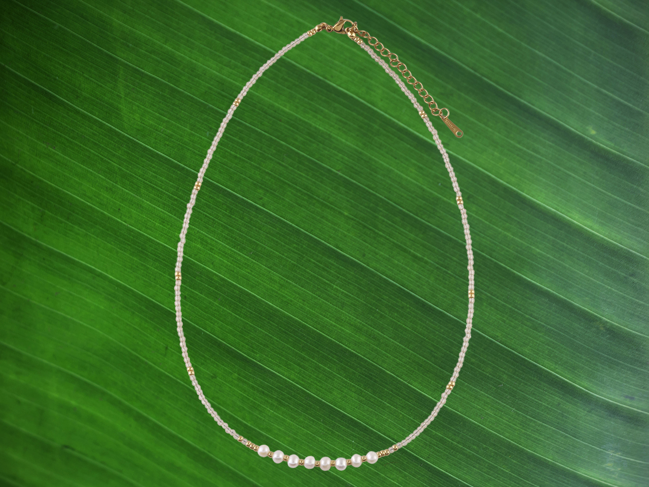 White Fresh Water Pearls on Quartz & Gold Tone Beads Necklace 16"+2", MOQ-6 - Image 3