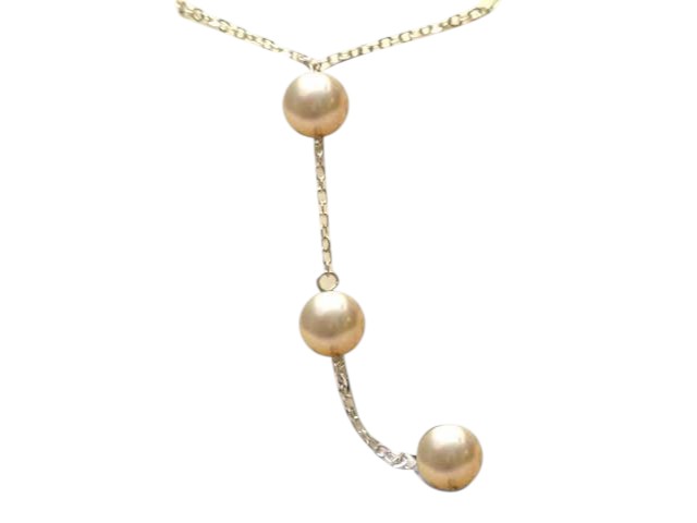 7mm Peach Tripple Fresh Water Pearl Pendant in 925 Silver 16"