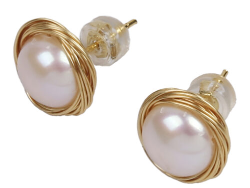 8-9mm White Coin Freshwater Pearl 925 Silver Post Earring