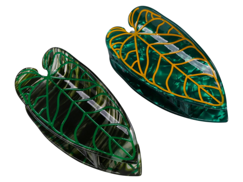 11.3x5cm Assorted Monstera Leaf Acrylic Claw Hair Clip, MOQ-6