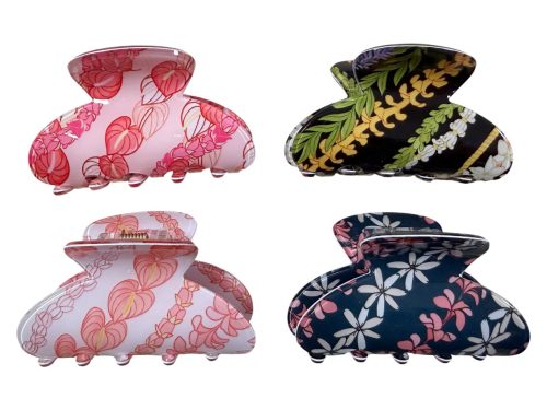 6.5x3.5cm Four Assorted Pikake Hair Clip, MOQ-12/pk